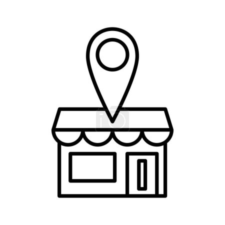 Standort-Symbol speichern. Marktplatz. Einkaufen und E-Commerce. Piktogramm isoliert auf weißem Hintergrund.