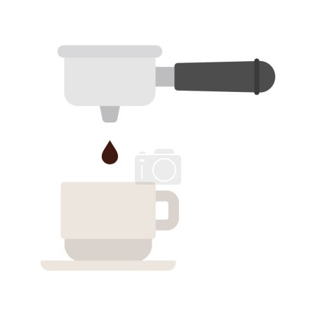Portafilter, der starken Kaffee in die Tasse gießt. Kaffeetropfen in Tasse Filterkaffeefilter.