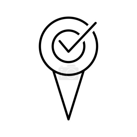 Photo for Location pin and check mark icon. GPS navigator pointer. Geolocation map mark, point location. Vector illustration. - Royalty Free Image