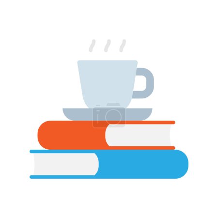 Photo for Stack of books with a cup of hot coffee or tea. Books pile and hot drink cup. Vector illustration. - Royalty Free Image