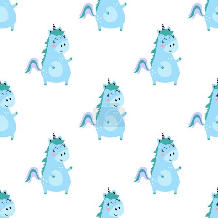 Photo for Seamless pattern with cartoon unicorn, vector illustration, cute magic background, fantasy wallpaper - Royalty Free Image