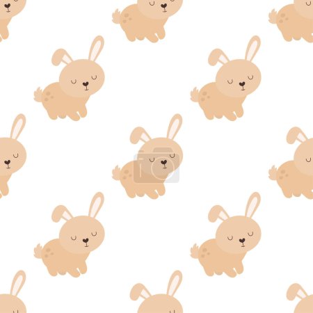 Photo for Cute rabbit seamless pattern isolated on white background, vector illustration of cartoon animal, easter or farm print - Royalty Free Image