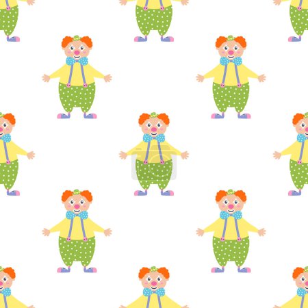 Photo for Circus background, seamless pattern with cartoon clown, flat design - Royalty Free Image