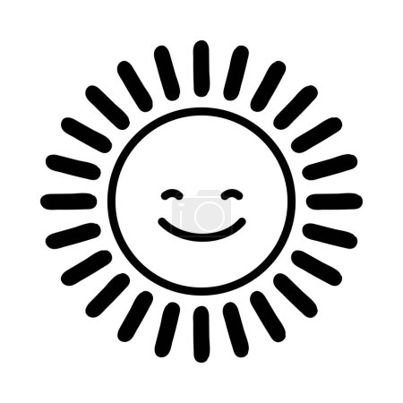 Photo for Happy sun line icon. Cartoon cute sun character. Smiling summer sunshine. Vector illustration - Royalty Free Image