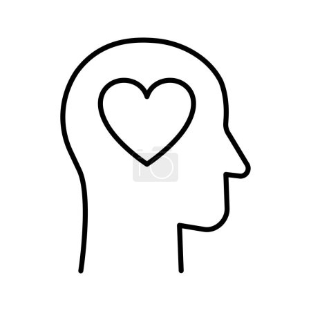 Photo for Human head with heart shape inside icon. Thinking with heart concept. Vector illustration - Royalty Free Image