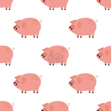 Photo for Seamless pattern with pig, flat vector illustration, print for textile - Royalty Free Image