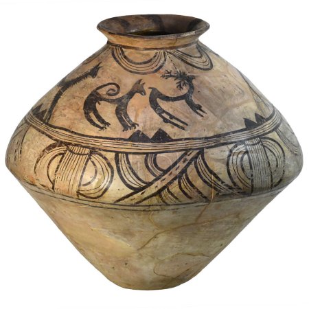 a depiction of an ass-biting on an ancient clay vase Trypillia culture
