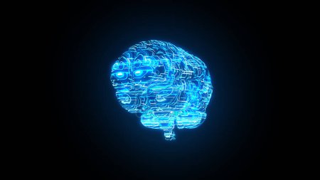 Téléchargez les photos : Meta Brain, rendu 3D du cerveau humain avec une surface colorée brillante - en image libre de droit