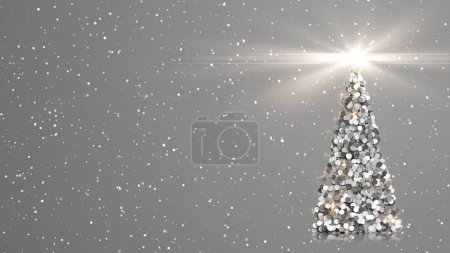 Téléchargez les photos : Bonne année ! Joyeux Noël carte de voeux de vacances. Arbre de Noël brillant à partir de détails avec étoile brillante. - en image libre de droit