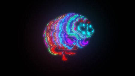 Foto de Meta Brain, representación 3D del cerebro humano con una superficie colorida brillante - Imagen libre de derechos