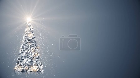 Téléchargez les photos : Bonne année ! Joyeux Noël carte de voeux de vacances. Arbre de Noël brillant à partir de détails avec étoile brillante. - en image libre de droit