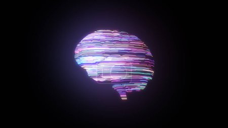 Téléchargez les photos : Meta Brain, illustration 3D du cerveau humain avec une surface colorée éclatante, papier peint CGI - en image libre de droit
