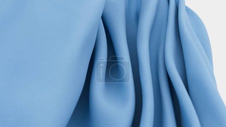 Téléchargez les photos : Illustration 3D de la tendresse abstraite fond de soie bleu doux tissu vague luxe tissu satiné, papier peint design - en image libre de droit