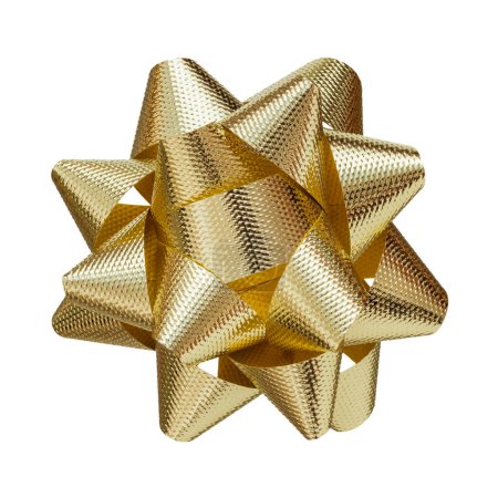 Téléchargez les photos : Bow étoile d'or de vacances isolé sur blanc - en image libre de droit