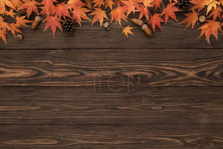 Téléchargez les photos : Vintage automne fond avec bordure feuillue - en image libre de droit
