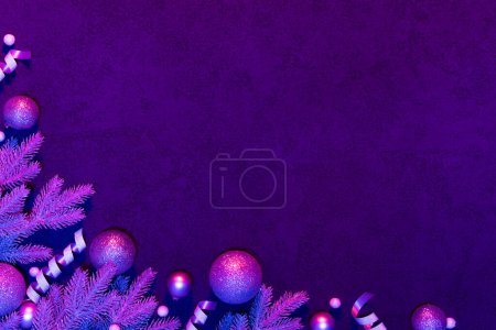 Téléchargez les photos : Décoration de Noël ou Nouvel An Bordure sur fond néon - en image libre de droit