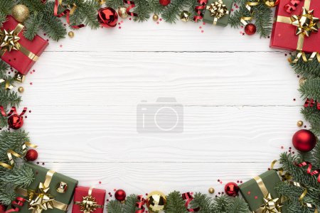 Téléchargez les photos : Fond de Noël blanc avec cadre d'ornement - en image libre de droit