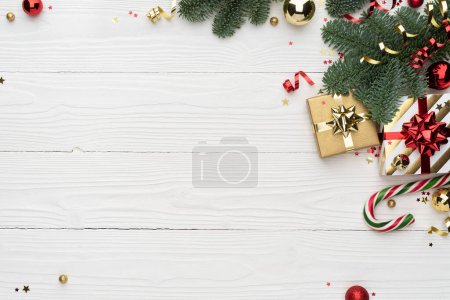 Photo for White Christmas Background with Christmas Decoration - Royalty Free Image