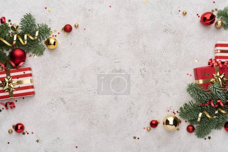 Photo for White Background with Christmas Decoration - Royalty Free Image