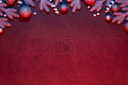 Photo for Burgundy Christmas Background with an Ornamental Border - Royalty Free Image