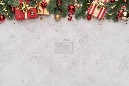 Photo for Christmas Background with Decoration Border - Royalty Free Image