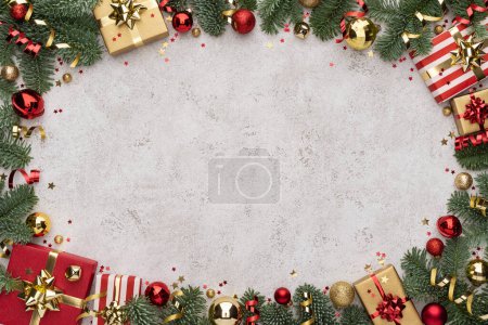Photo for Christmas Background with Oval Decoration Frame - Royalty Free Image