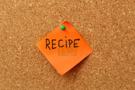 Photo for Note recipe on a cork board - Royalty Free Image