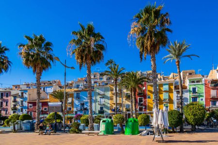 Photo for Beautiful colorful city landscape from the city of Villajoyosa in Spain - Royalty Free Image