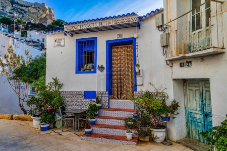 beautiful blue house in the historic Santa Cruz district of Alicante Spain