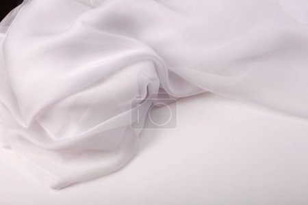 Photo for Art beige white wave fabric silk. Abstract texture horizontal copy space background. - Royalty Free Image