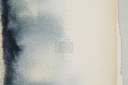 Photo for Abstract wet watercolor and acrylic flow blot painting paper. Black and beige vintage color canvas texture horizontal background. - Royalty Free Image