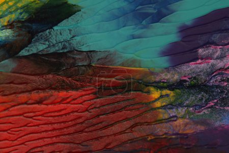 Foto de Óleo moderno y pared de pintura de manchas de acrílico. Textura abstracta color mancha pincelada fondo. - Imagen libre de derechos