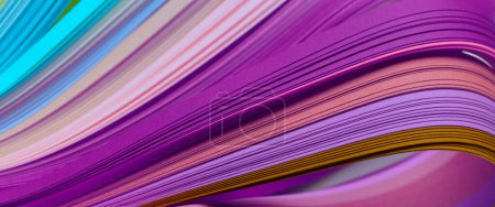 Foto de Gradiente abstracto neón ultravioleta color onda rizo tira papel fondo horizontal. - Imagen libre de derechos