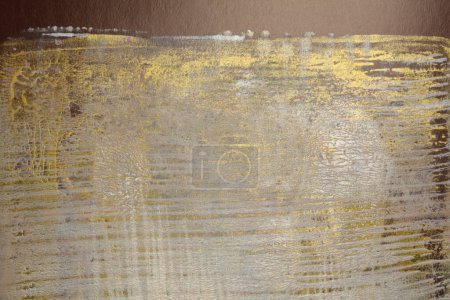 Téléchargez les photos : Art couleur abstraite acrylique et huile monotype frottis brun, peinture à l'or. Plaque d'impression gel. Toile fond texture tache. - en image libre de droit