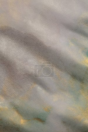 Photo for Watercolor paper texture painting wall. Abstract gold, nacre and beige marble copy space background. - Royalty Free Image