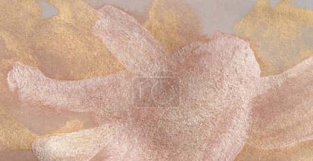 Téléchargez les photos : Watercolor paper texture painting wall. Abstract gold, nacre and beige marble copy space background. - en image libre de droit