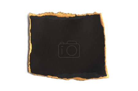 Téléchargez les photos : Black and Gold glitter empty piece of paper frame on white background. Abstract copy space texture. - en image libre de droit