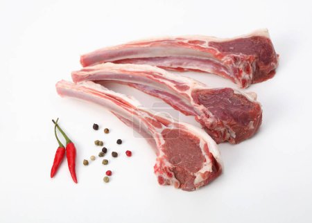 Foto de Raw lamb meat on light background - Imagen libre de derechos
