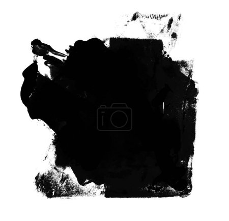 Téléchargez les photos : Art Abstract black color ink and watercolor painting blot. Canvas texture background. Isolated on white. - en image libre de droit