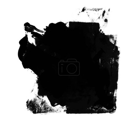 Photo for Art Abstract black color ink and watercolor painting blot. Canvas texture background. Isolated on white. - Royalty Free Image