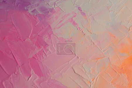 Téléchargez les photos : Stucco oil and acrylic smear blot canvas painting wall. Abstract texture pastel neon pink, lilac, beige color stain brushstroke texture background. - en image libre de droit