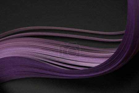 Photo for Violet color strip wave curve paper line. Abstract texture black horizontal copy space background. - Royalty Free Image