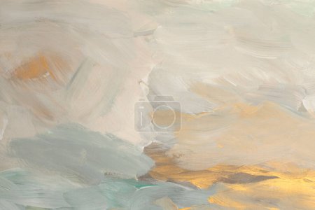 Téléchargez les photos : Art moderne peinture à l'huile et tache de frottis acrylique mur. Texture abstraite beige, couleur dorée fond de coup de pinceau. - en image libre de droit