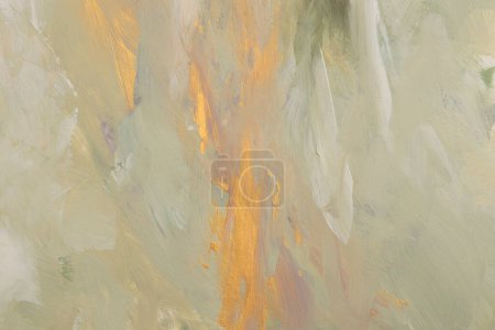 Photo for Art modern oil and Acrylic smear blot painting wall. Abstract texture beige, gold color stain brushstroke background. - Royalty Free Image