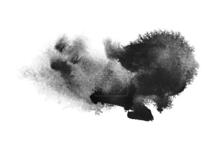 Téléchargez les photos : Abstract Smoke black and white colors watercolor and ink cloud blot on white backgrownd. - en image libre de droit