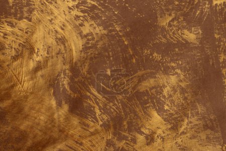 Foto de Oil and acrylic smear blot canvas painting paper. Abstract texture gold, bronze, brown color stain brushstroke texture background. - Imagen libre de derechos
