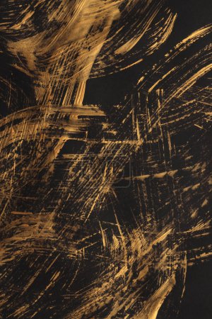 Foto de Oil and acrylic smear blot canvas painting paper. Abstract texture gold, black color stain brushstroke texture background. - Imagen libre de derechos
