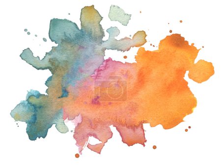 Photo for Watercolor ink painting stain blot on White Abstract background. - Royalty Free Image