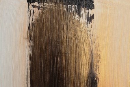 Foto de Oil and Acrylic smear blot painting wall. Abstract texture gold, black color stain brushstroke background. - Imagen libre de derechos