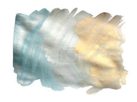 Photo for Watercolor paper texture cloud blot painting. Abstract nacre silver, gold, beige marble copy space background. - Royalty Free Image